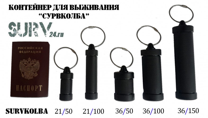 Контейнер колба SurvKolba 36х100 капсула выживальщика
